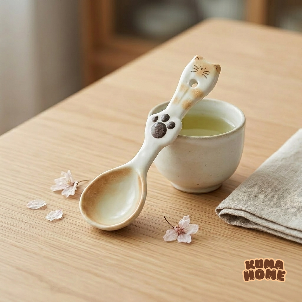 Artisanal Cat Paw Sculptural Ceramic Soup Spoon