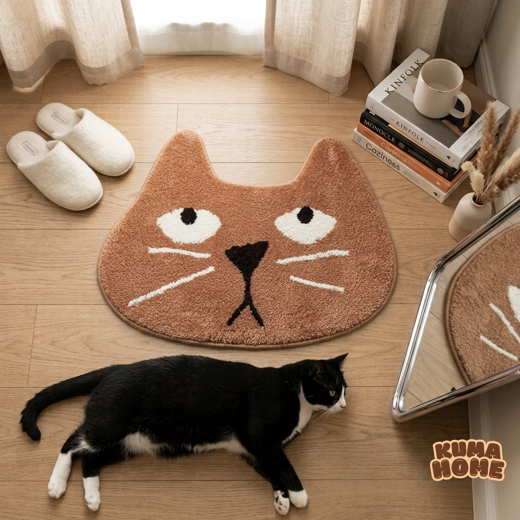 Cozy Cat Shaped Faux Cashmere Bath Mat
