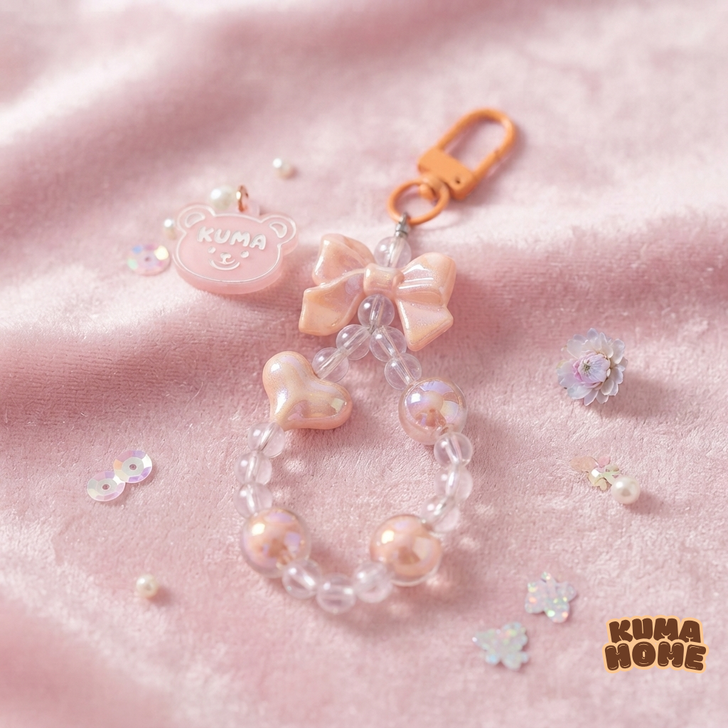 Playful Bow & Heart Beaded Mini Accessory Charm