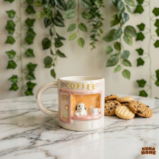 3D Miniature Puppy Window-View Ceramic Mug