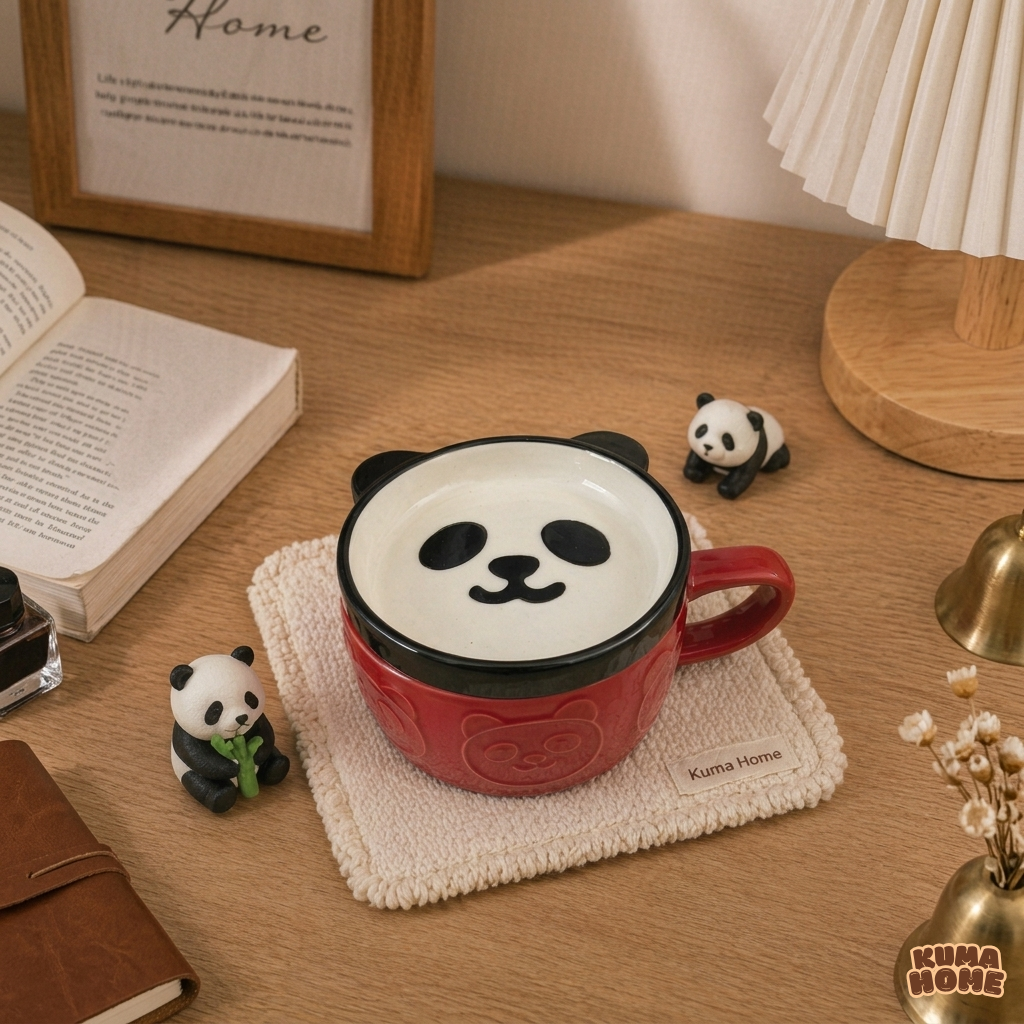 3D Animal Relief Ceramic Mug with Lid Set