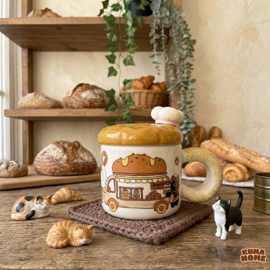 Artisanal Patisserie Cat Ceramic Mug Set
