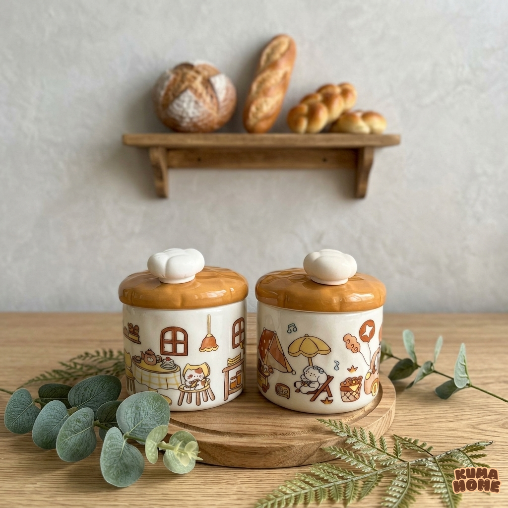 Artisanal Patisserie Cat Ceramic Mug Set