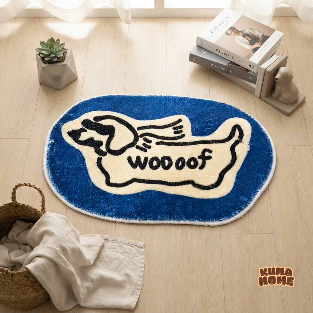 Cozy Hand-Drawn Animal Faux Cashmere Floor Mat
