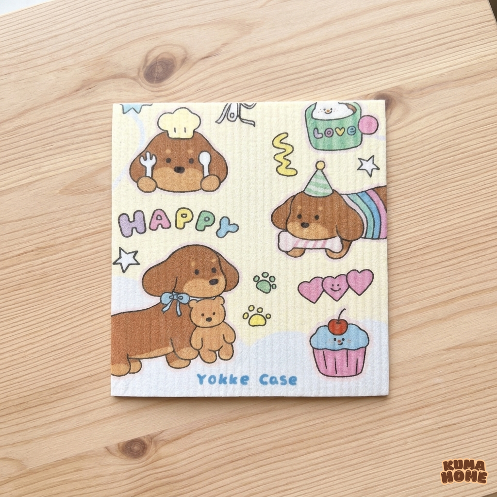 Whimsical Animal Wood Pulp Cotton Absorbent Cleaning Cloth