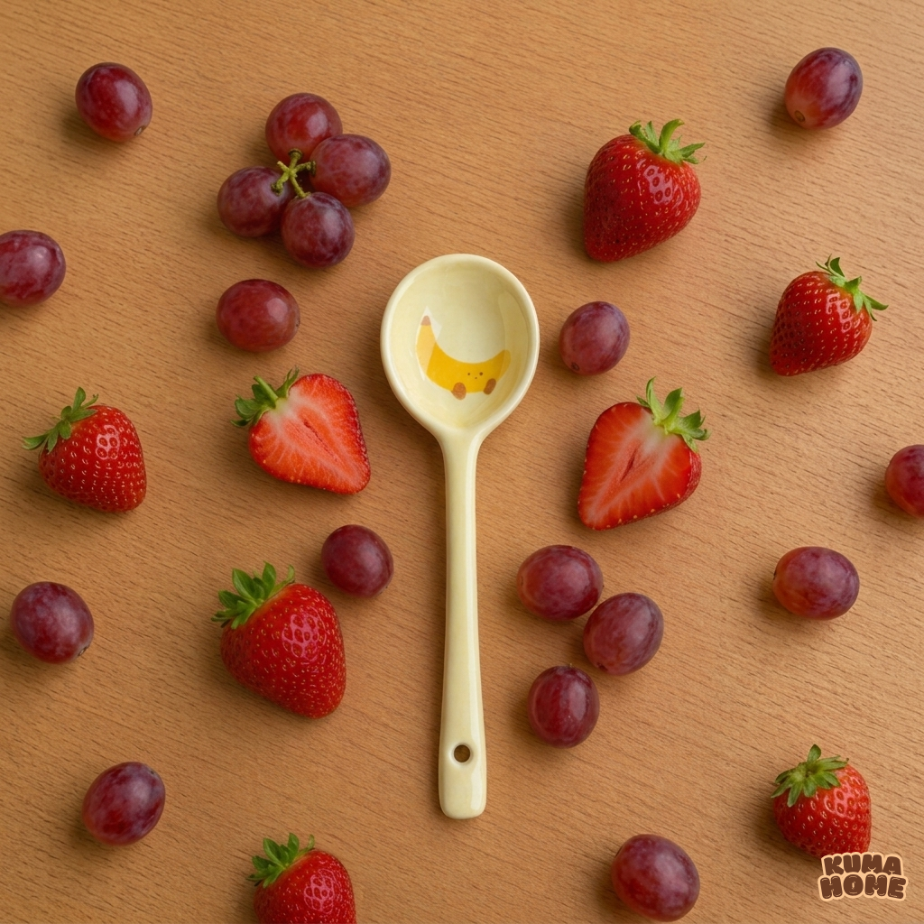 Kawaii Fruits & Croissant Series Ceramic Dessert Spoon