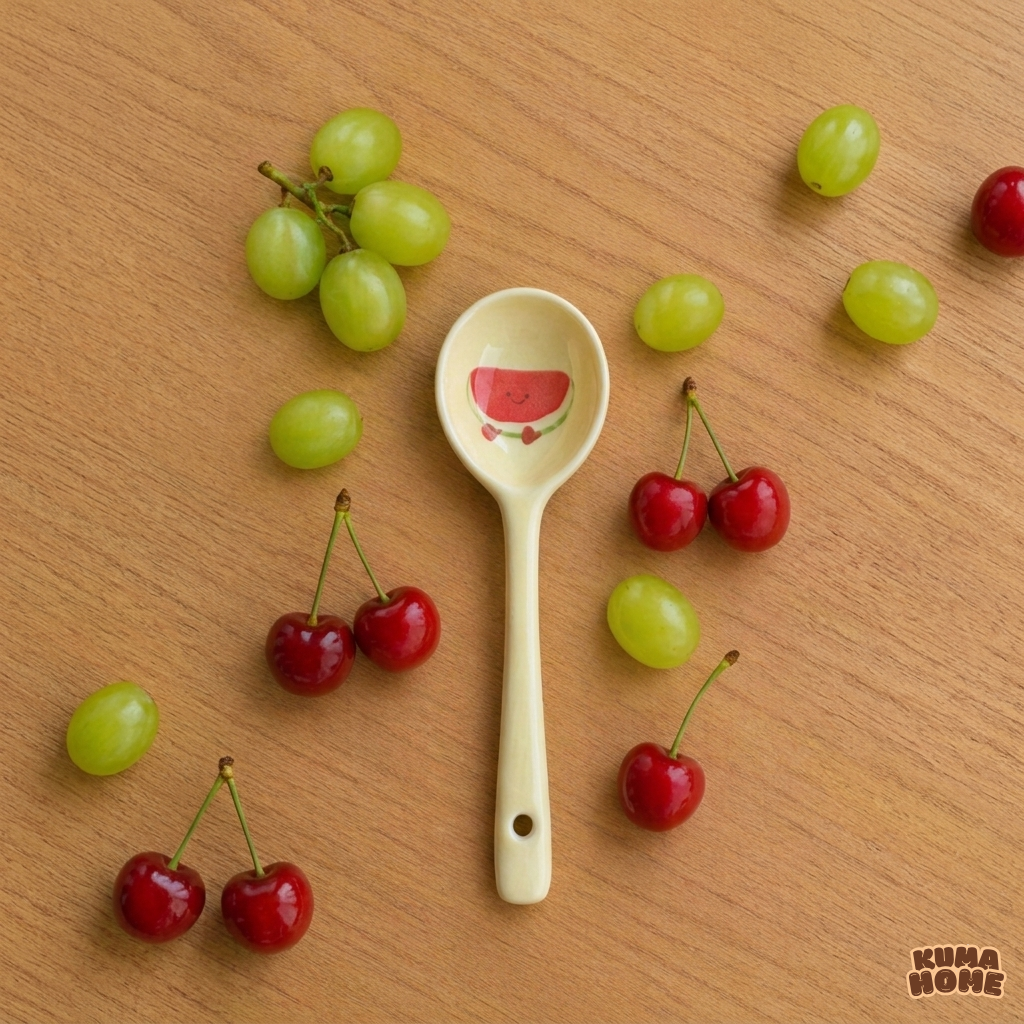 Kawaii Fruits & Croissant Series Ceramic Dessert Spoon