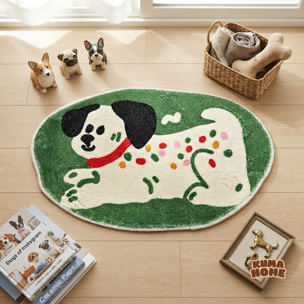 Cozy Hand-Drawn Animal Faux Cashmere Floor Mat