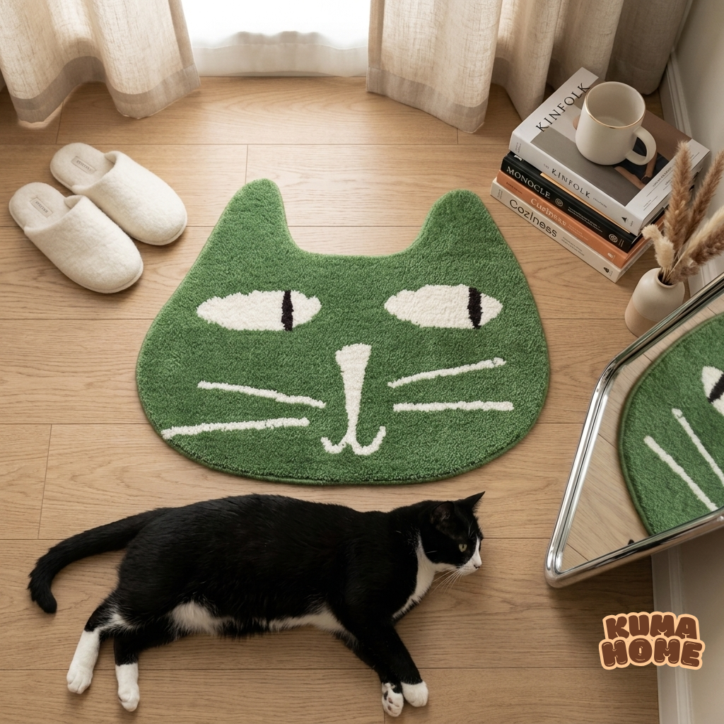 Cozy Cat Shaped Faux Cashmere Bath Mat