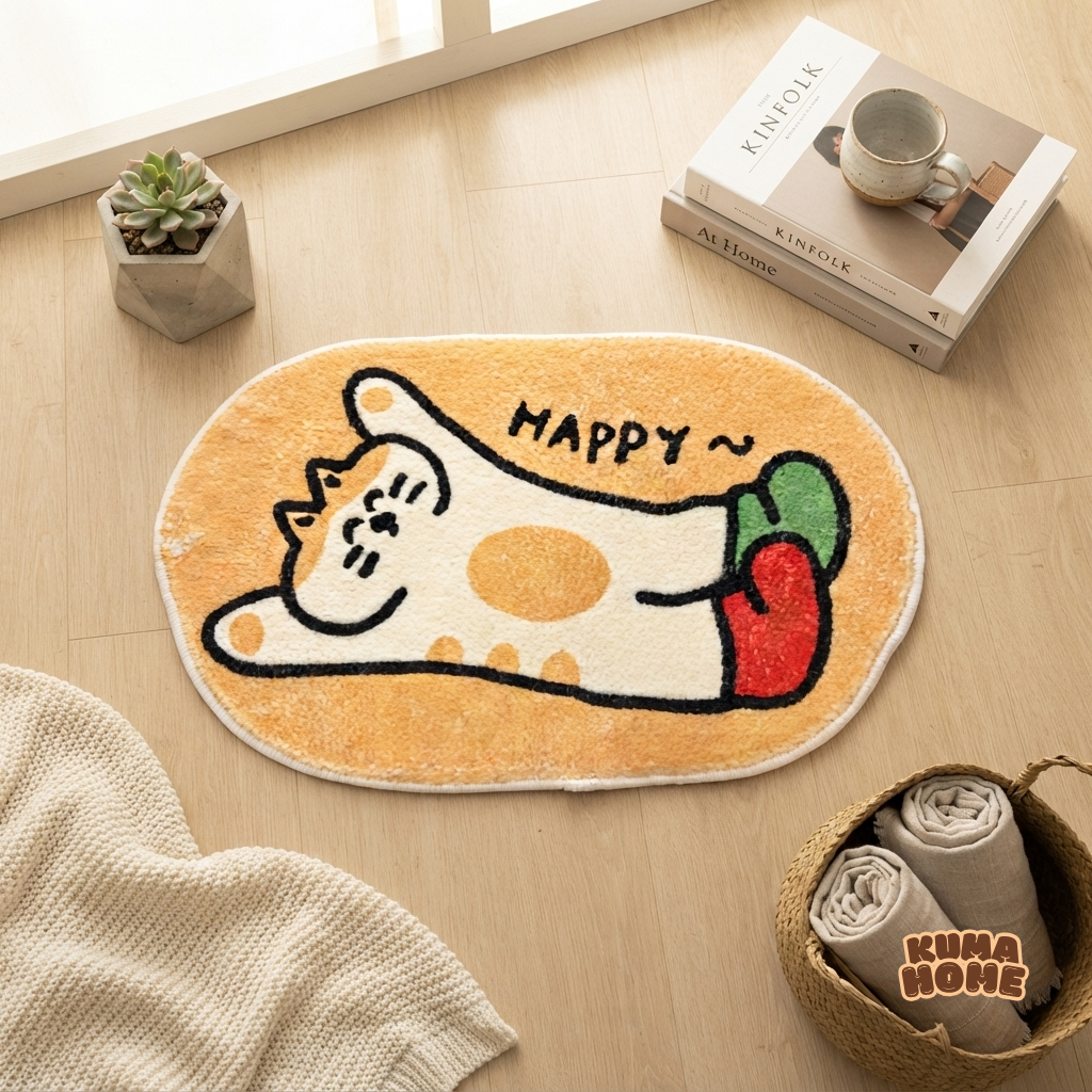 Cozy Hand-Drawn Animal Faux Cashmere Floor Mat