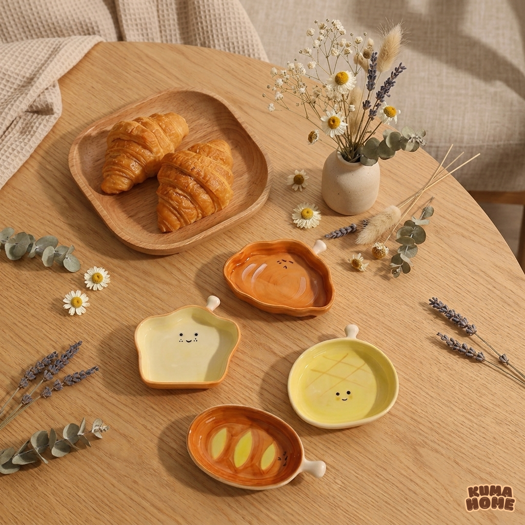 Kawaii Bread-Shaped Miniature Ceramic Sauce Dish