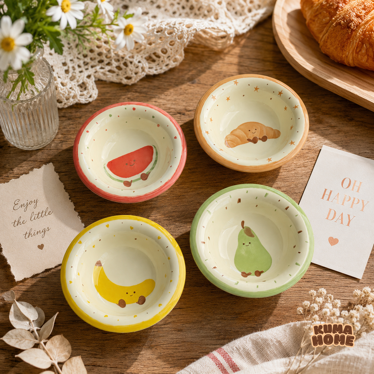 Kawaii Fruits & Croissant Series Ceramic Sauce Dish