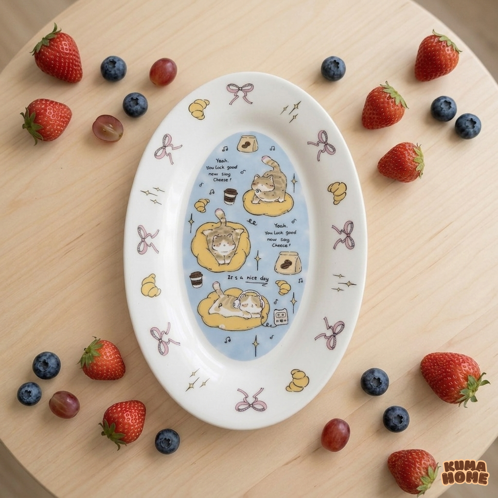 Vintage Kitty Cat Cartoon Ceramic Tableware Series