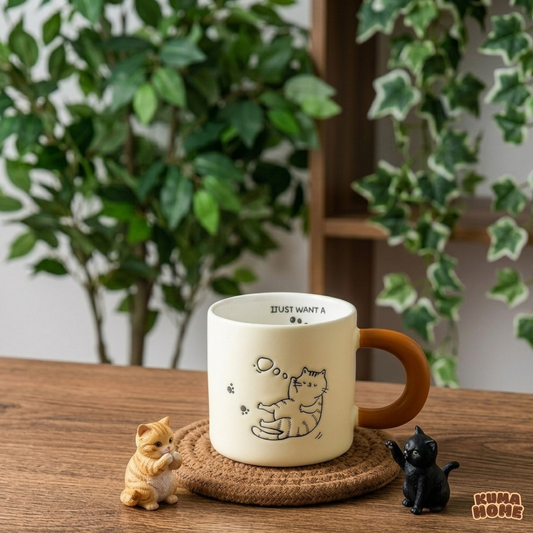 Minimalist Hand-Drawn Cat Ceramic Mug
