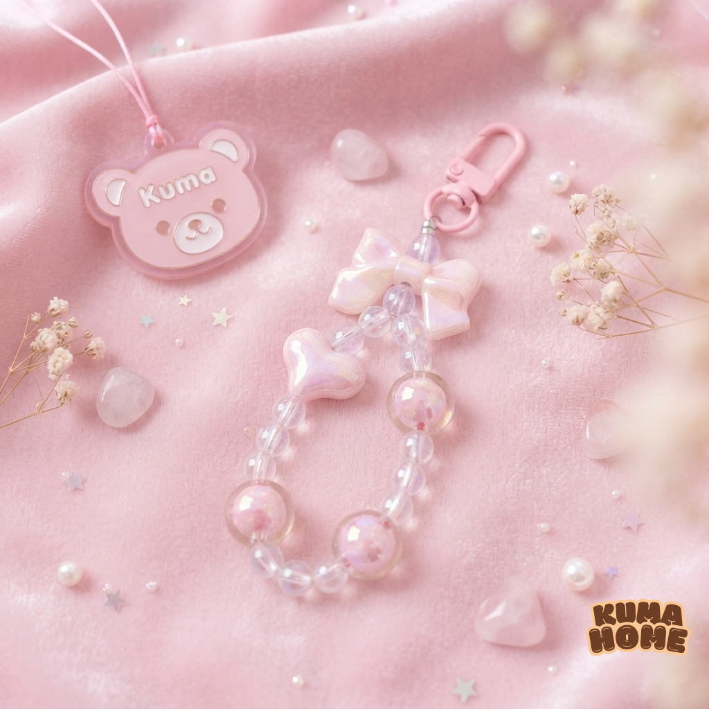 Playful Bow & Heart Beaded Mini Accessory Charm