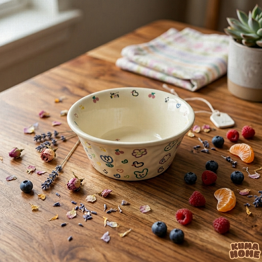 Playful Hand-Drawn Duckling Ceramic Dessert & Cereal Bowl