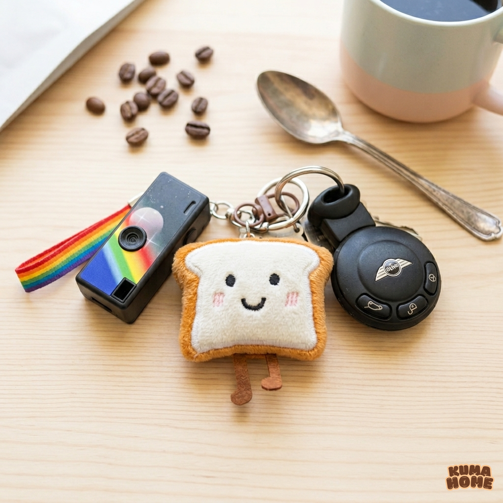 Kawaii Plush Foodie Expression Keychain Series