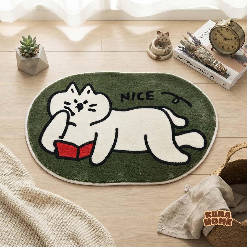 Cozy Hand-Drawn Animal Faux Cashmere Floor Mat