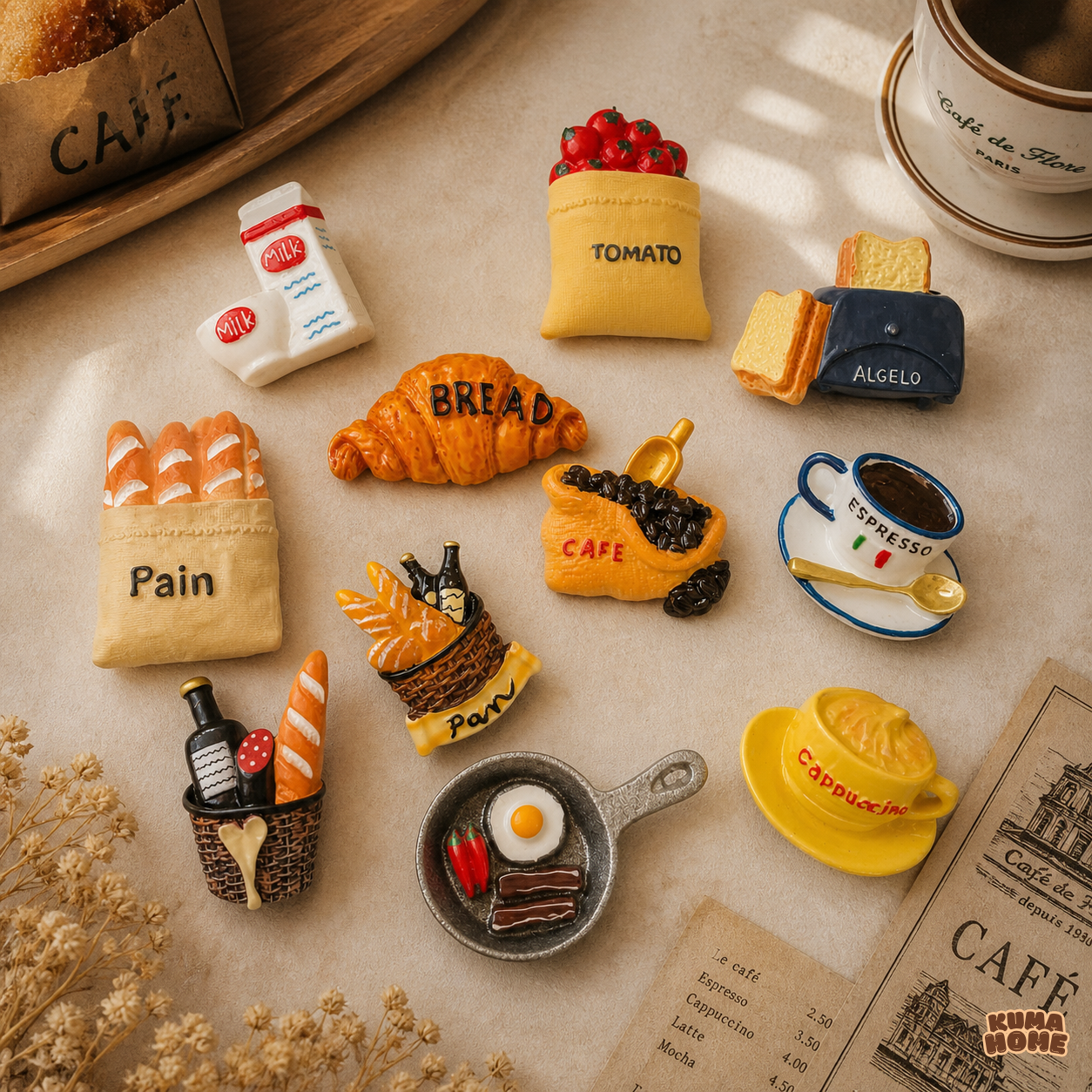 Realistic 3D Miniature Food & Bakery Fridge Magnet Series