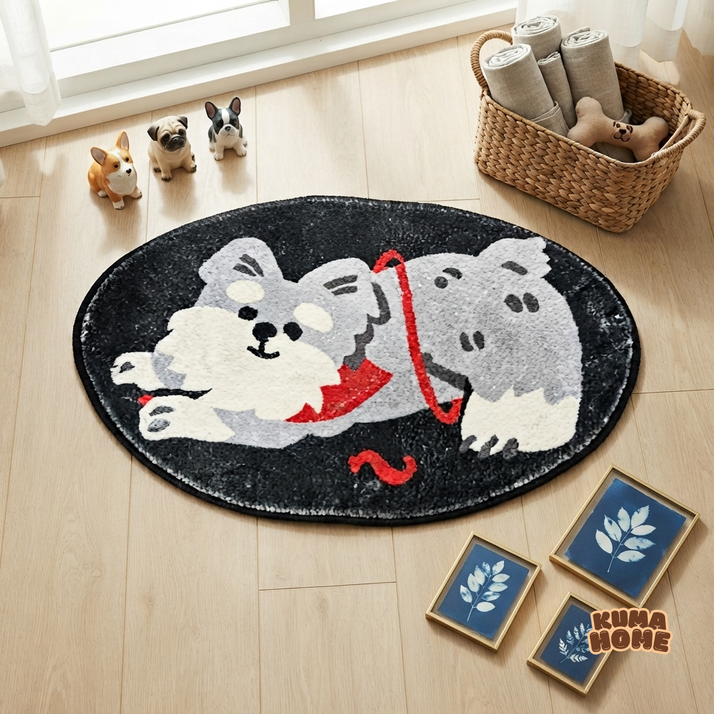 Cozy Hand-Drawn Animal Faux Cashmere Floor Mat