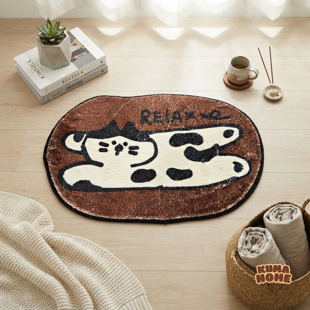 Cozy Hand-Drawn Animal Faux Cashmere Floor Mat