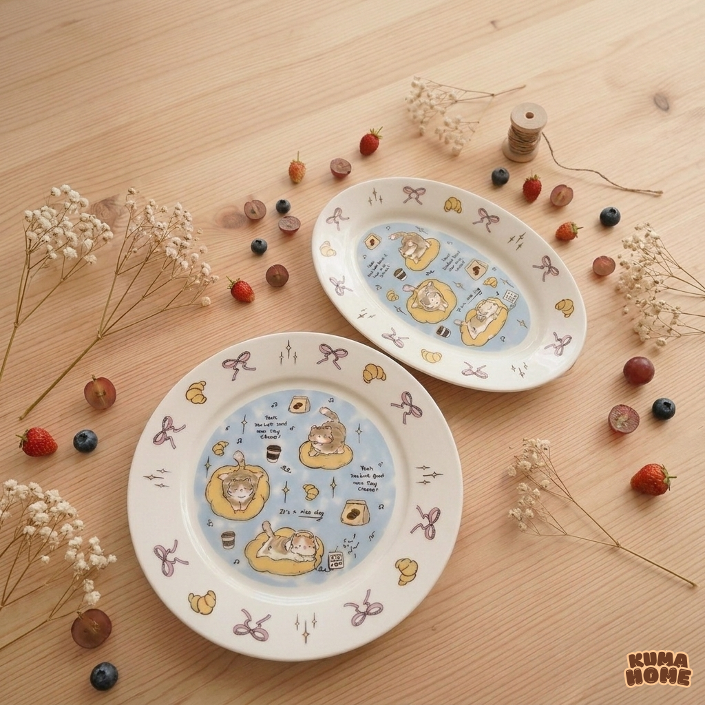 Vintage Kitty Cat Cartoon Ceramic Tableware Series
