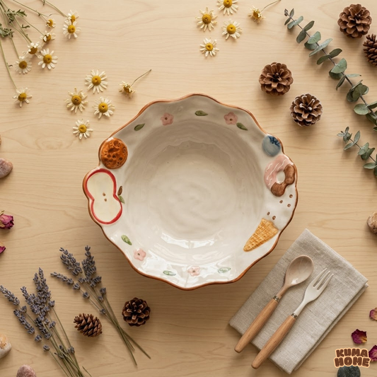 Vintage Scalloped Meadow Salad Bowl
