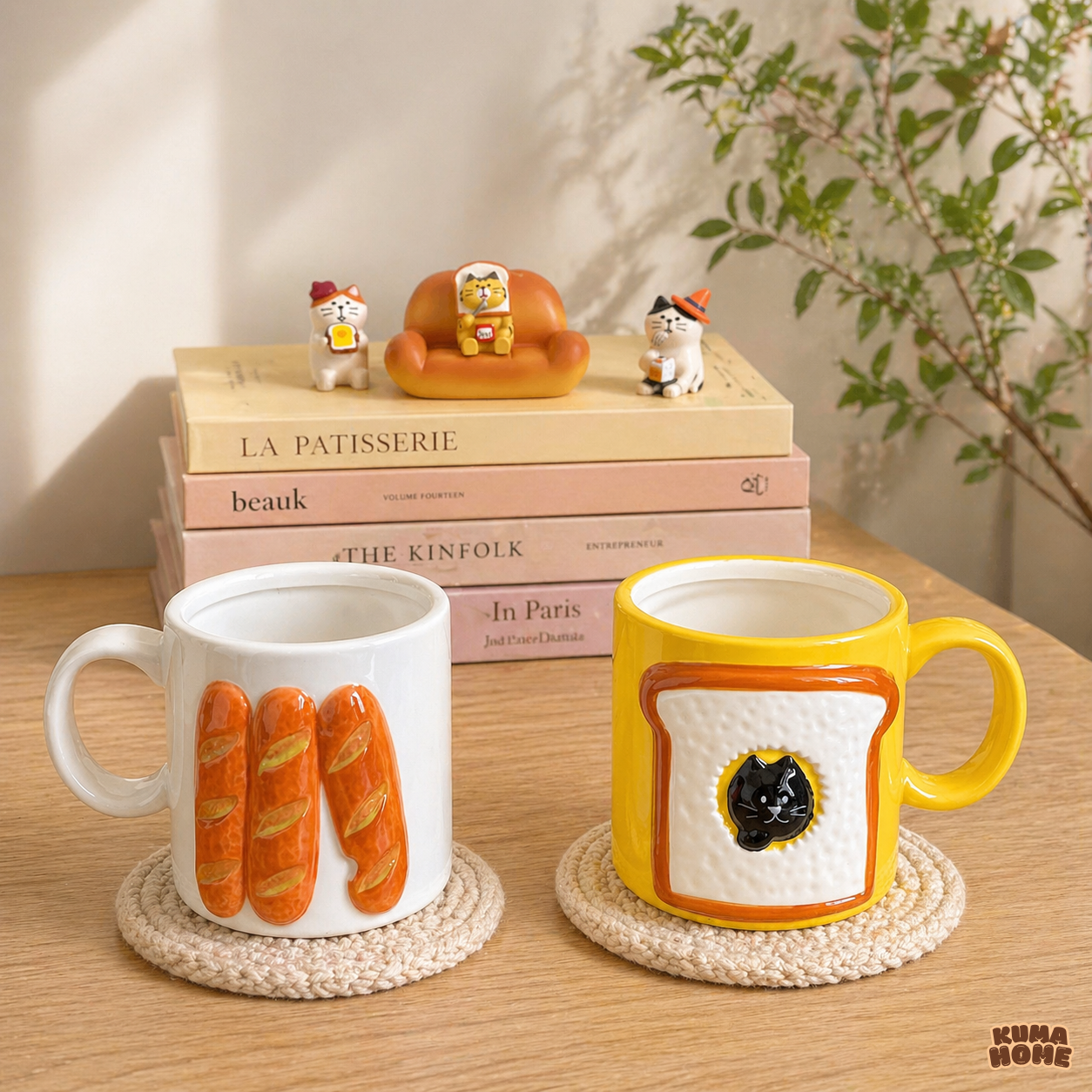 Whimsical Bakery Cat Ceramic Breakfast Mug