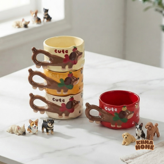 Whimsical Dachshund Sculptural Stackable Ceramic Mug