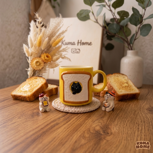 Whimsical Bakery Cat Ceramic Breakfast Mug
