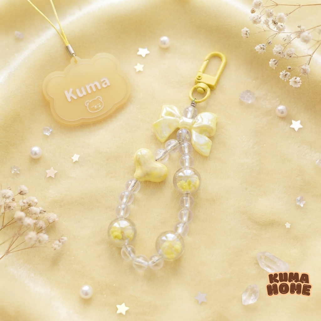 Playful Bow & Heart Beaded Mini Accessory Charm